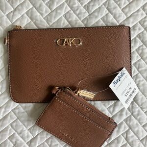 Anne Klein Brown Wristlet and Card Holder Set
